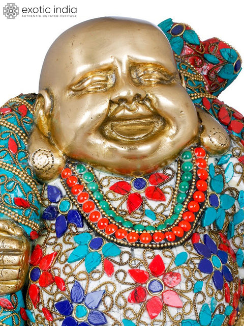 10" Laughing Buddha - Tibetan Buddhist In Brass | Handmade | Made In India