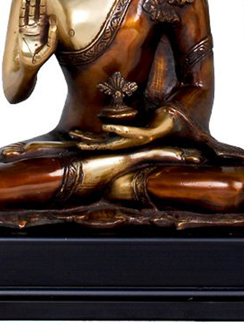 24" Tibetan Buddhist Seated Lord Buddha, The Elaborate Bodhi Tree in Background | Handmade | Made In India