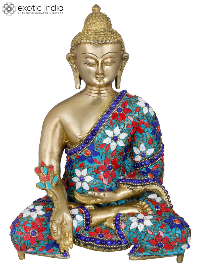 11" Handmade Medicine Buddha Brass Statue Tibetan Buddhist Deity