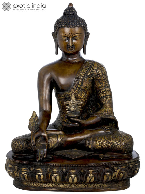 22" Medicine Buddha Brass Statue Handmade Tibetan Buddhist Deity