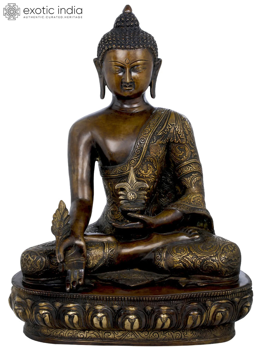 22" Medicine Buddha Brass Statue Handmade Tibetan Buddhist Deity