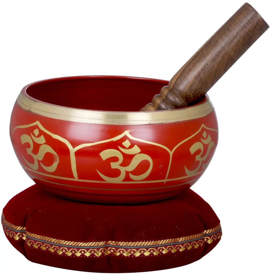 6" Handmade Tibetan Buddhist OM Singing Bowl Brass Statue
