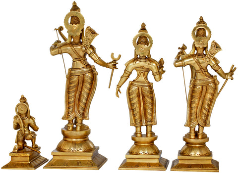 22" Rama Durbar | Rama, Lakshmama, Sita & Hanuman | Brass Statue | Handmade