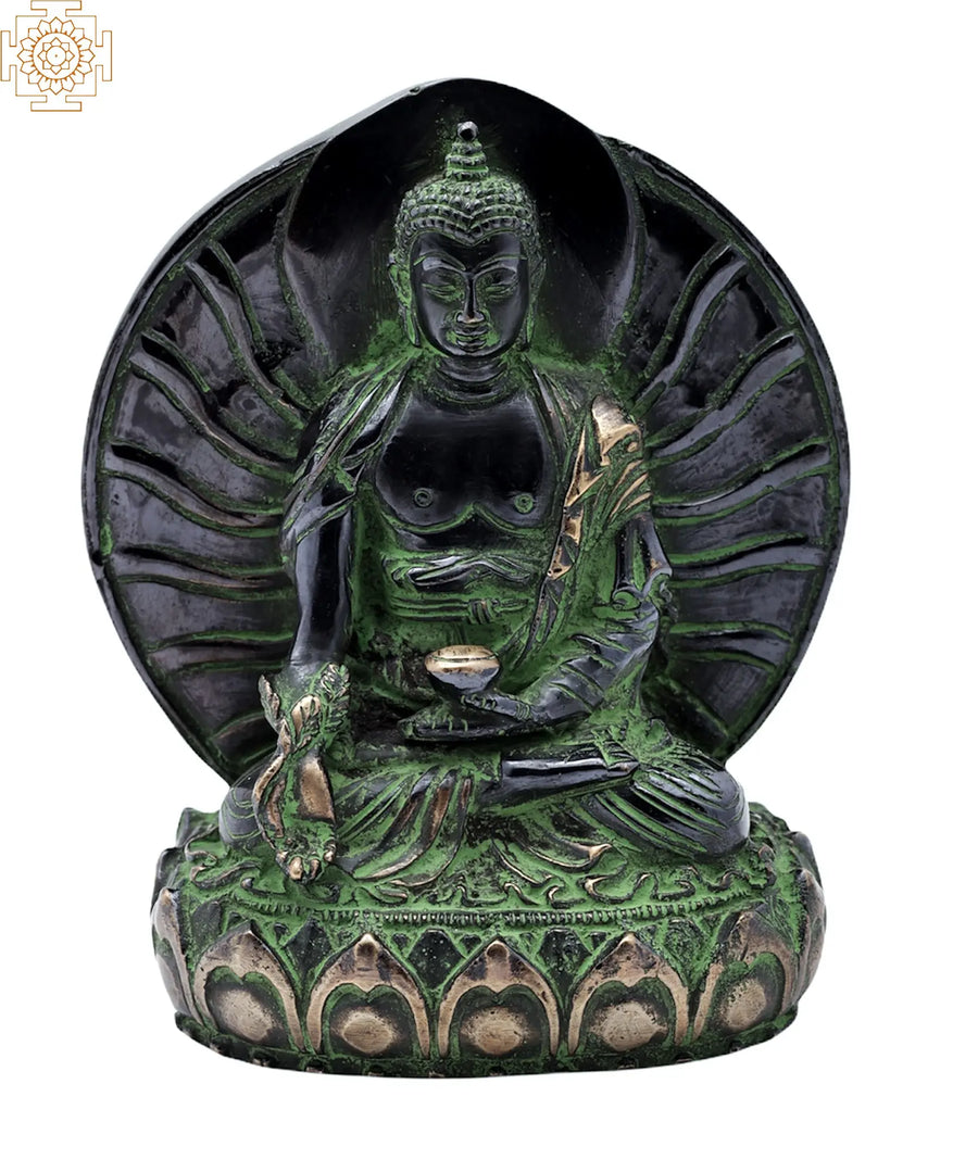 5" Medicine Buddha Brass Statue Handmade
