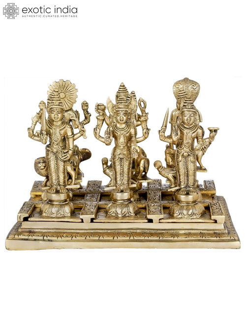 7" Navagraha Deities with Vahanas Brass Statue Set Handmade