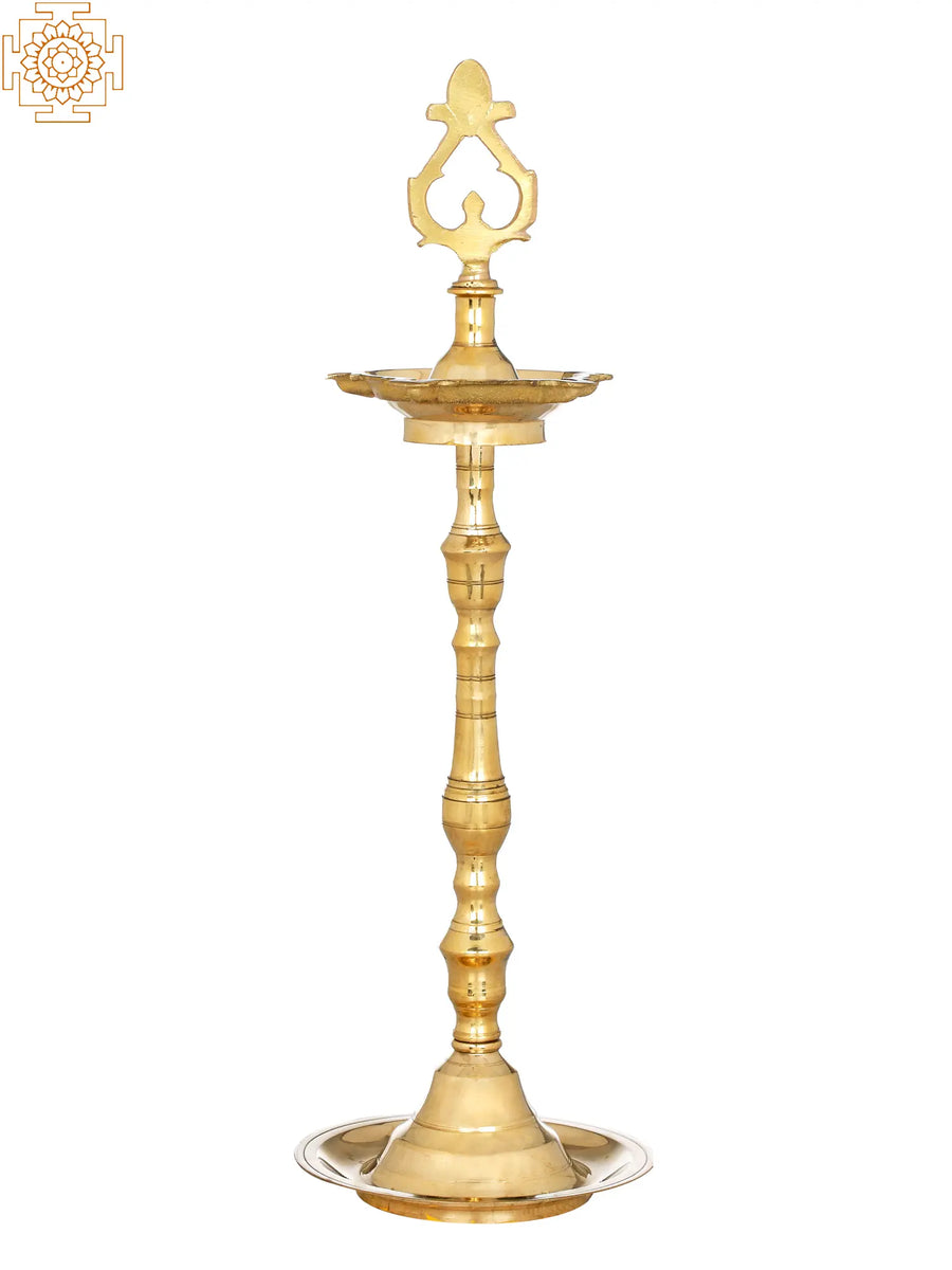 16" South Indian Brass Lamp Handmade Statue
