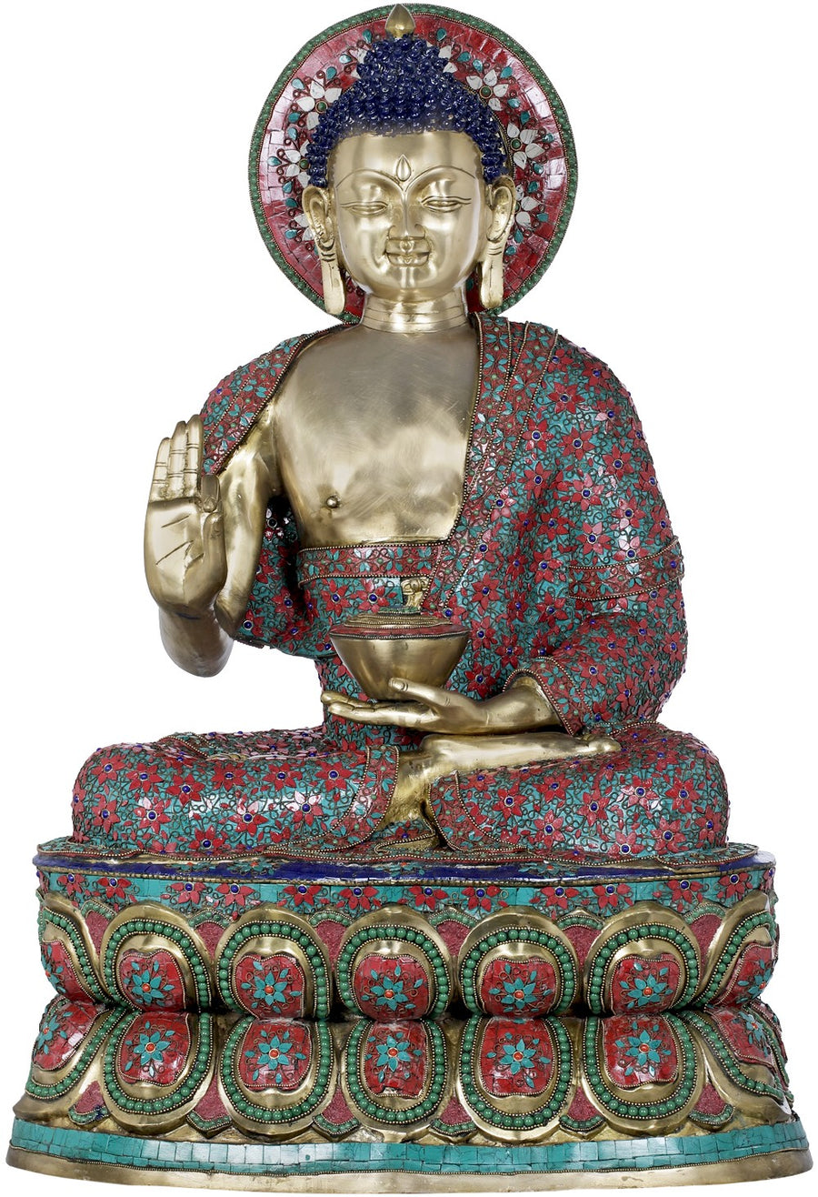 38" Large Preaching Buddha Brass Statue Handmade Tibetan Buddhist