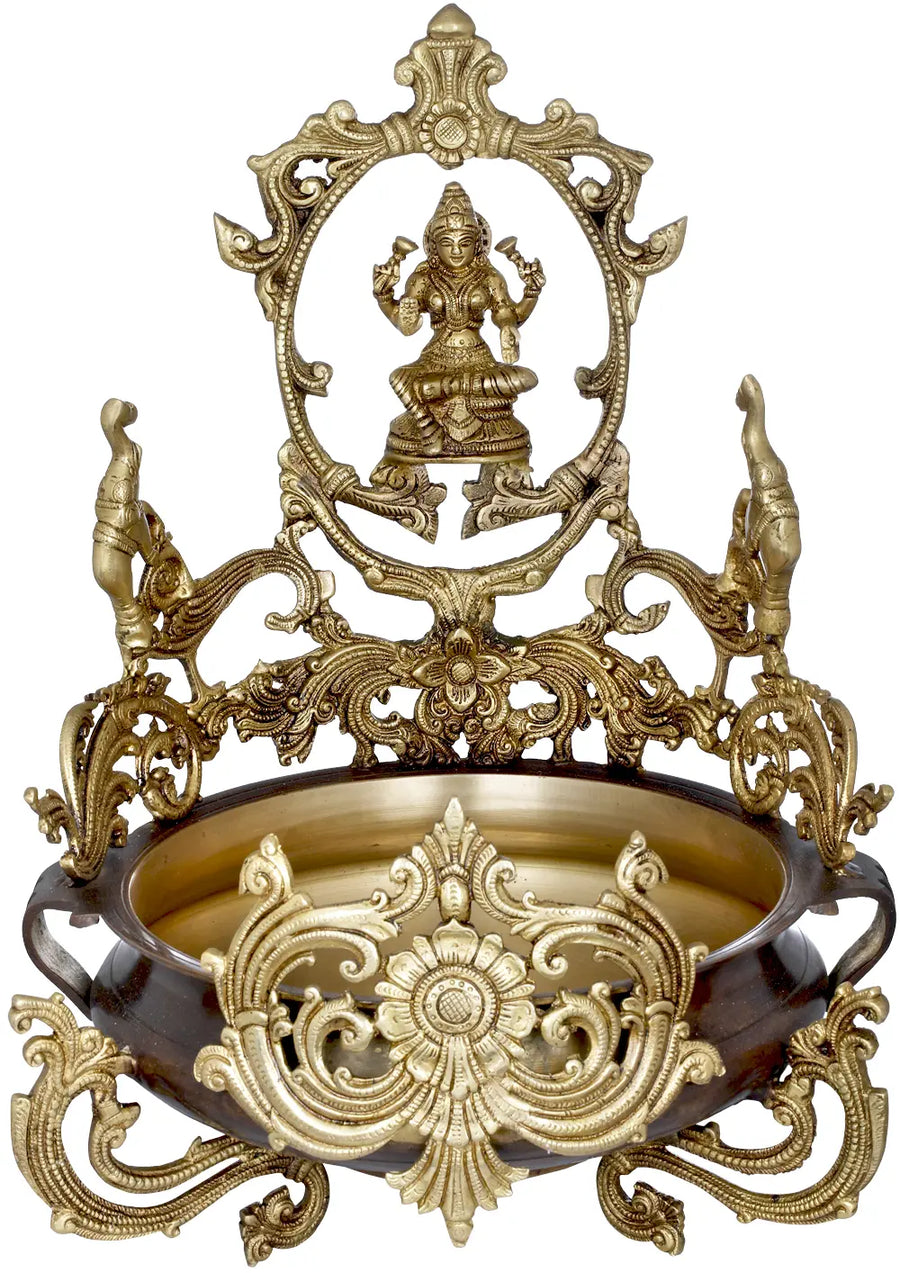 9" Devi Gajalakshmi Urli Brass Statue for Home Decor