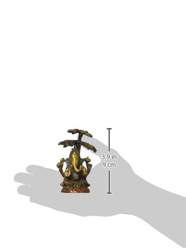 3" Lord Ganesha Seated Under Tree in Brass | Handmade | Made in India
