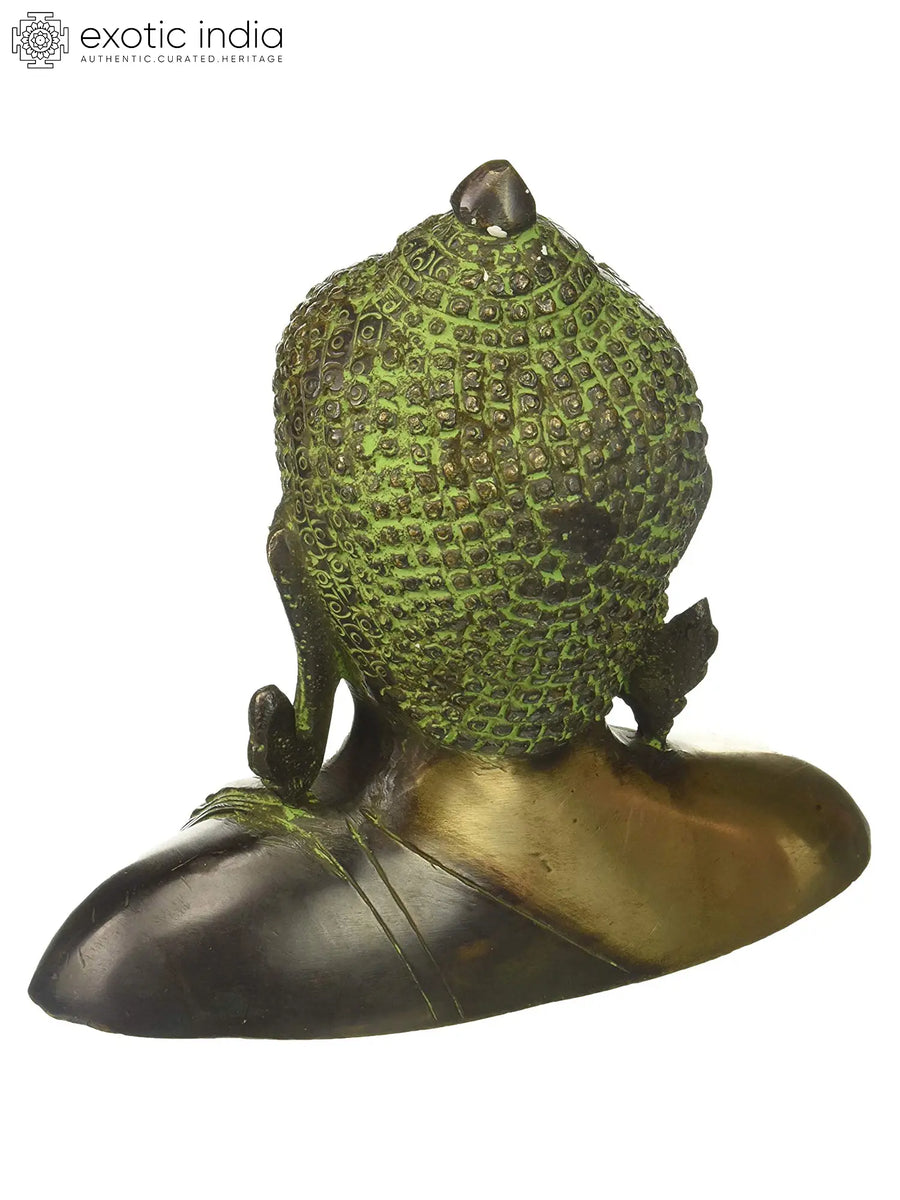 6" Small Lord Buddha Head Brass Statue for Home Decor