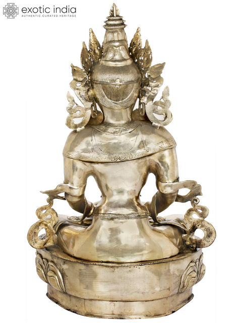 37" Large Size Amitabha Buddha with Vase of Immortality - Tibetan Buddhist In Brass | Handmade