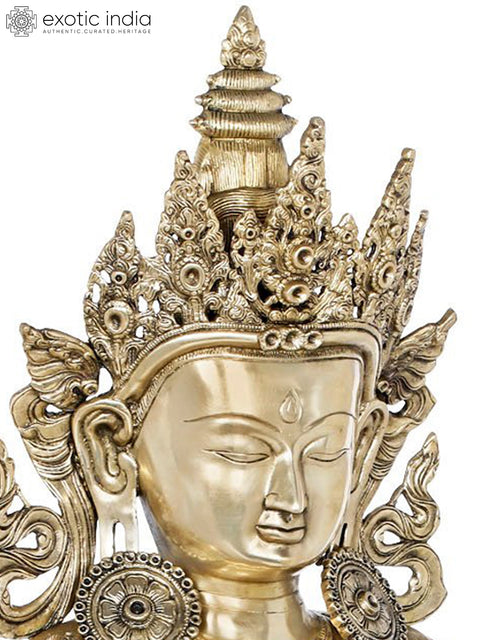 37" Large Size Amitabha Buddha with Vase of Immortality - Tibetan Buddhist In Brass | Handmade