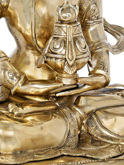 37" Large Size Amitabha Buddha with Vase of Immortality - Tibetan Buddhist In Brass | Handmade