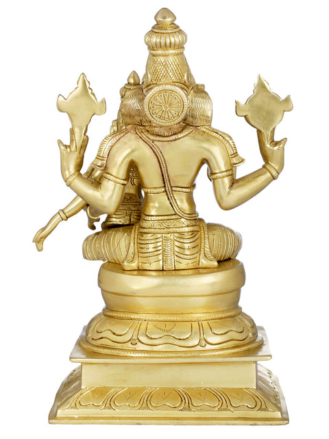 15" Narasimha with Lakshmi - Fourth Avatars of Lord Vishnu | Handmade Brass Statue | Made in India
