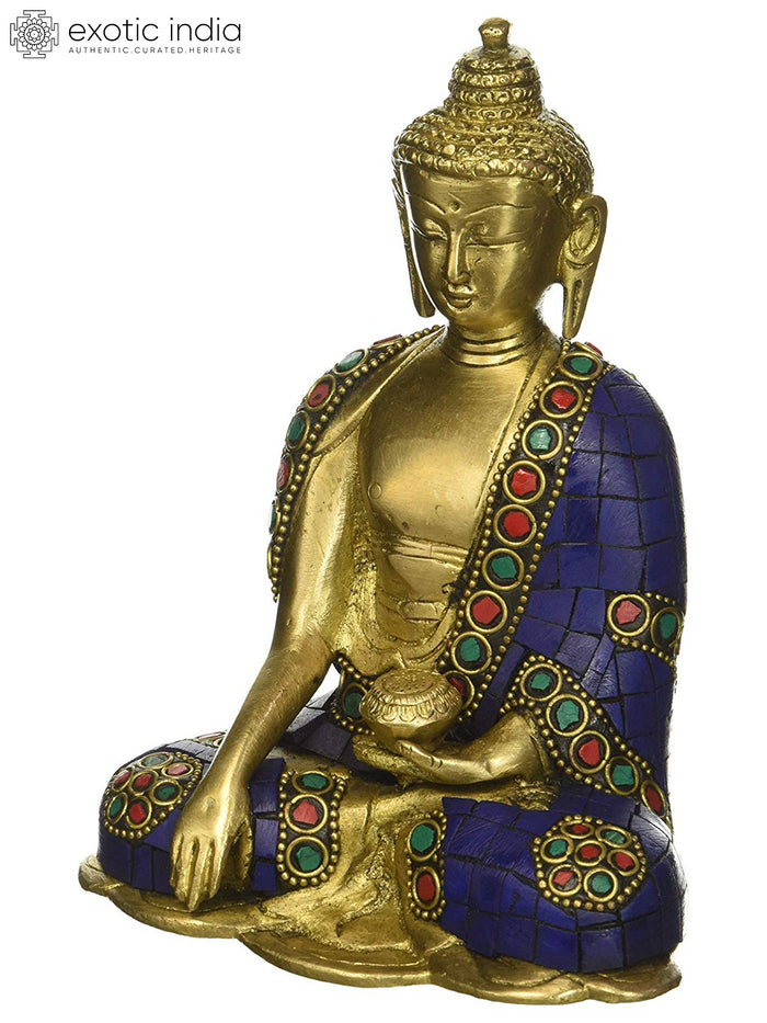 5" Brass Lord Buddha Statue Bhumisparsha Mudra Handmade