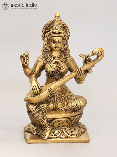 12" Lakshmi Ganesha Saraswati In Brass | Handmade | Made In India