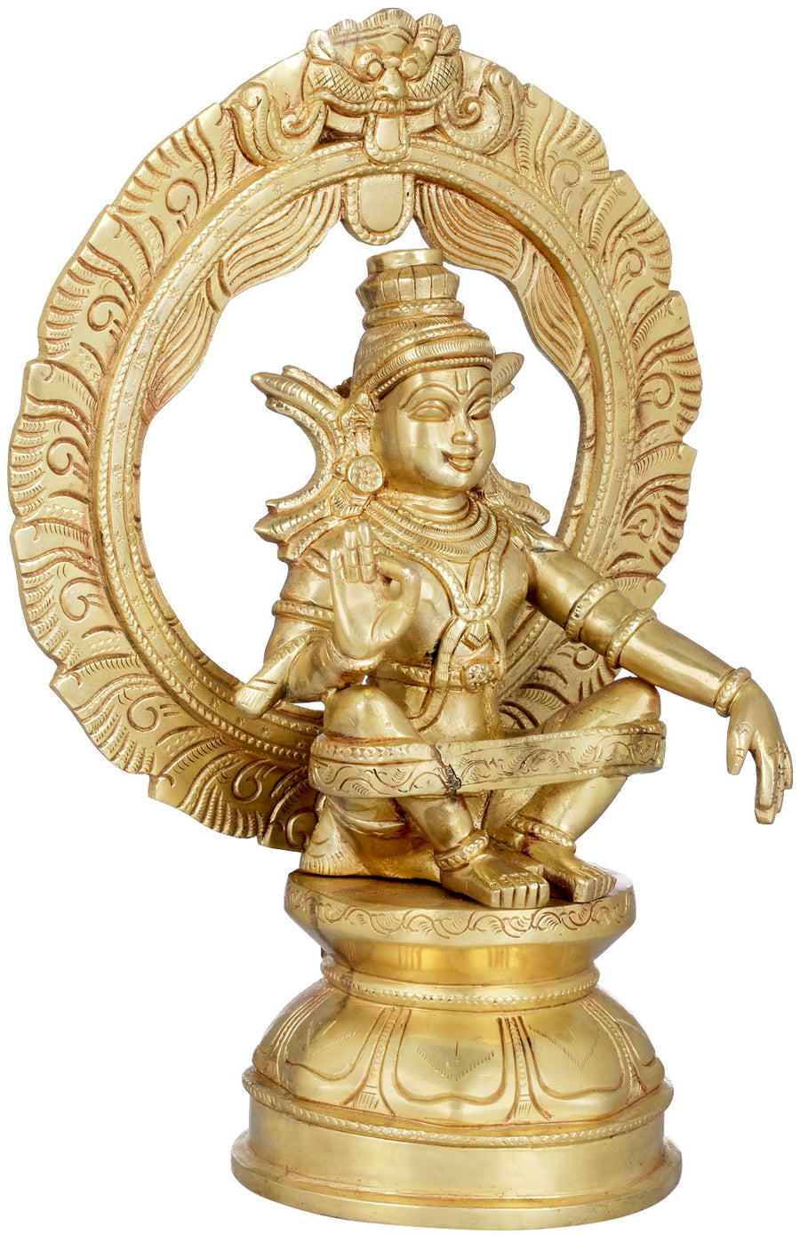 11" Ayyappan Handmade Brass Statue for Pooja and Home Decor