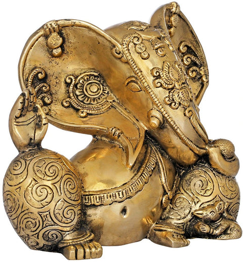7" Stylized Ganesha Brass Murti | Handmade | Made In India