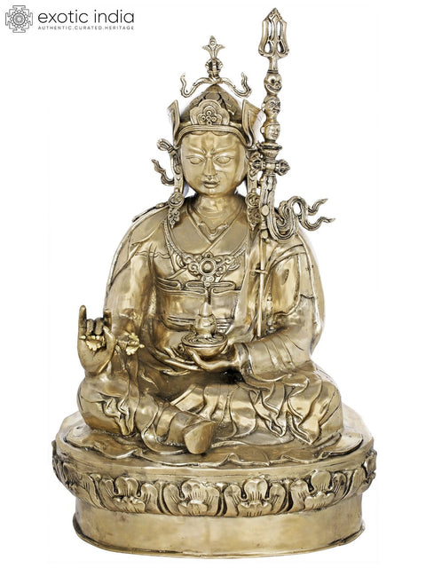 34" Large Size Guru Rinpoche (Padmasambhava) - Tibetan Buddhist In Brass | Handmade | Made In India