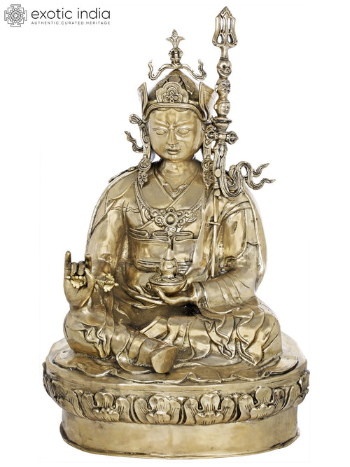 34" Guru Rinpoche Padmasambhava Tibetan Buddhist Brass Statue Handmade