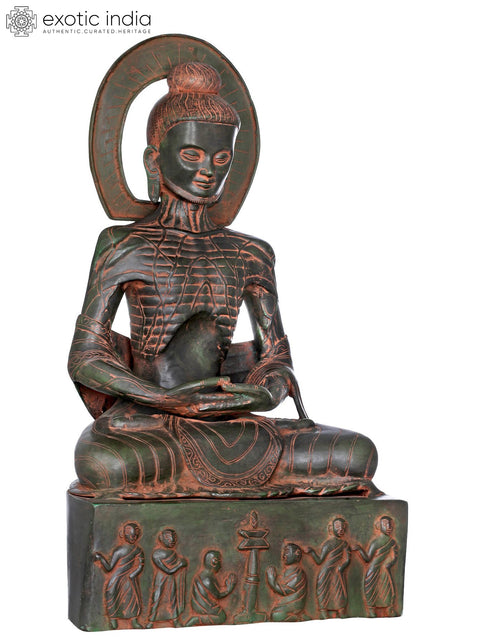 19" Emaciated Buddha Assuming Uddiyana Bandha, On Homage Pedestal In Brass | Handmade