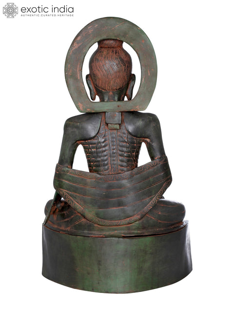 19" Emaciated Buddha Assuming Uddiyana Bandha, On Homage Pedestal In Brass | Handmade