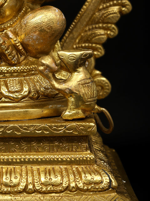 13" Seated Ganesha Seated on Prabhawali Throne In Brass | Handmade | Made In India