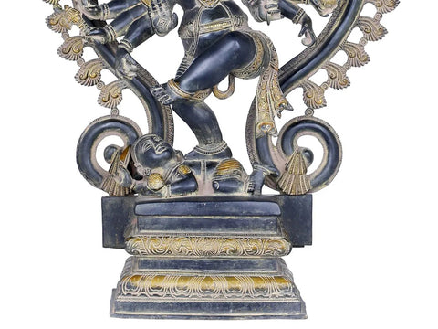 25" Sixteen Armed Dancing Ganesha Represented as Nataraja In Brass