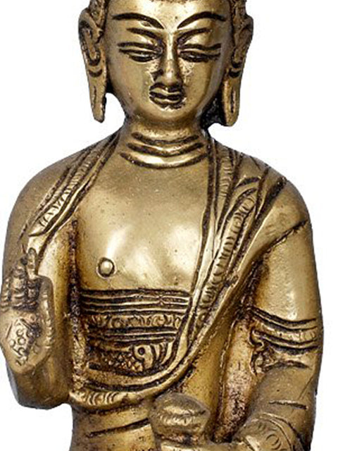 12" Tibetan Buddhist Deity Buddha Under Bodhi Tree in Brass | Handmade