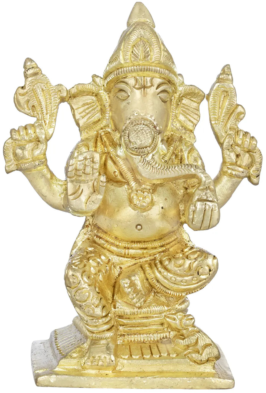 4" Ashirwad Ganesha Handmade Brass Statue