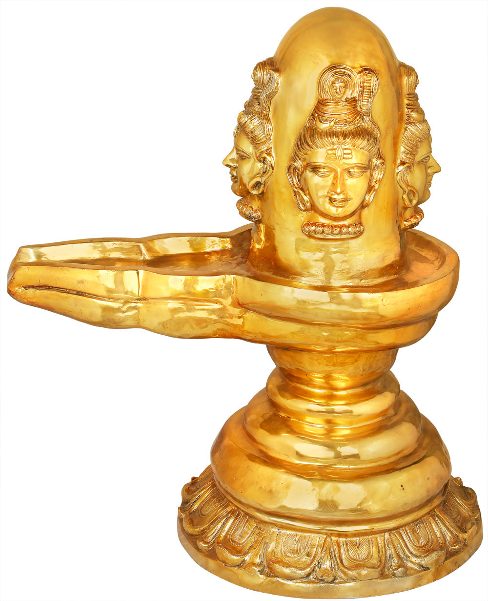 36" Large Size Four Faced Mukhalingam In Brass | Handmade | Made In India