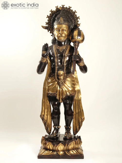 77" Large Blessing Hanuman Handmade Brass Statue