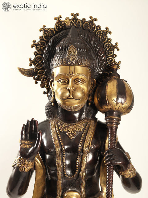 77" Super Large Blessing Hanuman Brass Statue | Handmade | Made In India