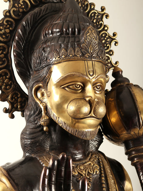 77" Super Large Blessing Hanuman Brass Statue | Handmade | Made In India