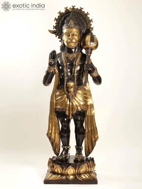 77" Super Large Blessing Hanuman Brass Statue | Handmade | Made In India