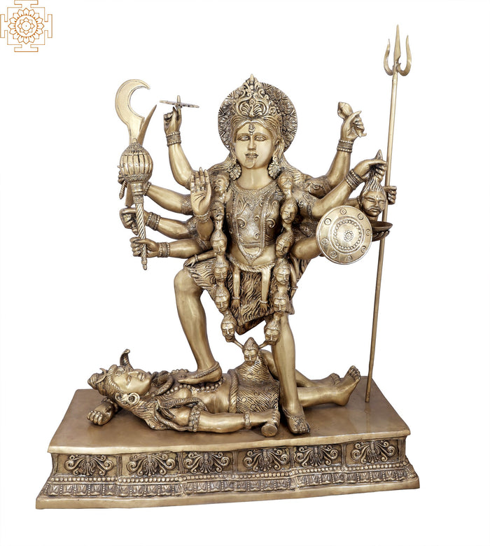 51" The Bloodthirsty Dashabhujadhari Devi Kali In Brass