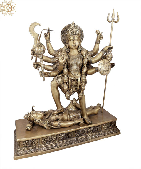 51" The Bloodthirsty Dashabhujadhari Devi Kali In Brass