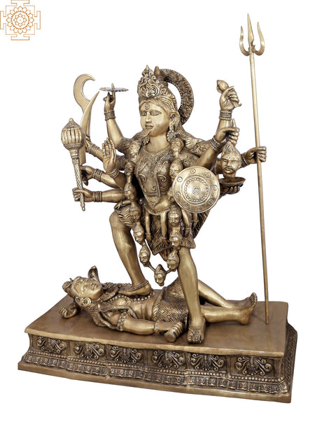 51" The Bloodthirsty Dashabhujadhari Devi Kali In Brass