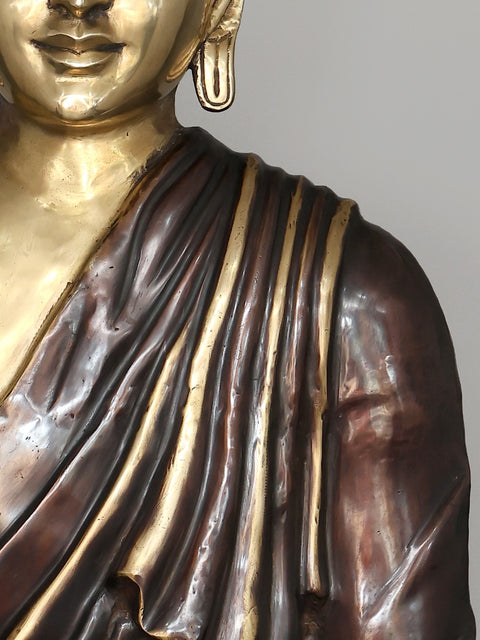 56" Large Size Lord Buddha Seated on Double Lotus Seat - Tibetan Buddhist In Brass | Handmade