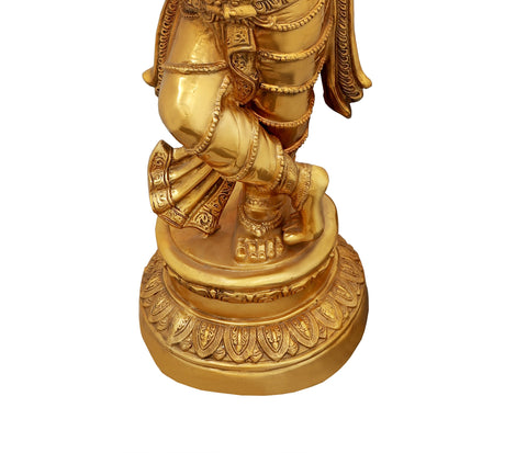 47" Shri Krishna Lifting Govardhana Mountain | Handmade Large Size Brass Statue