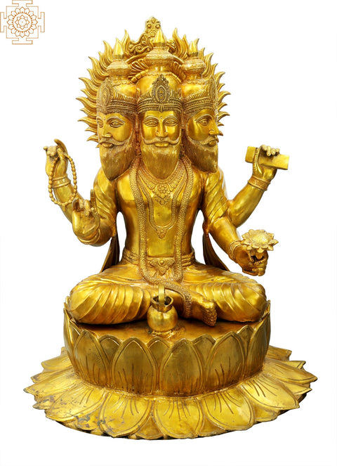 36" Bhagawan Brahma Large Brass Sculpture | Handmade | Made in India