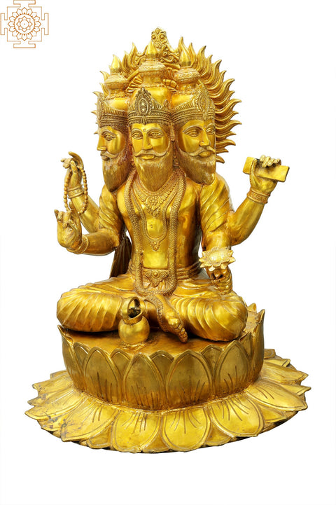 36" Bhagawan Brahma Large Brass Sculpture | Handmade | Made in India