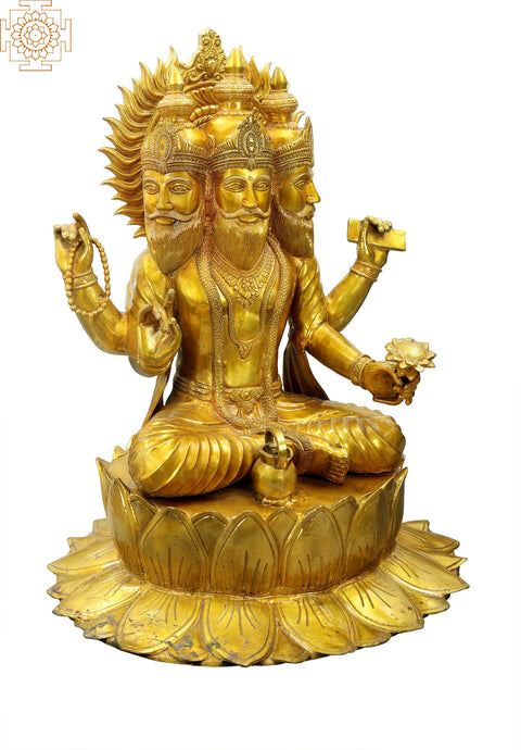 36" Bhagawan Brahma Large Brass Sculpture | Handmade | Made in India