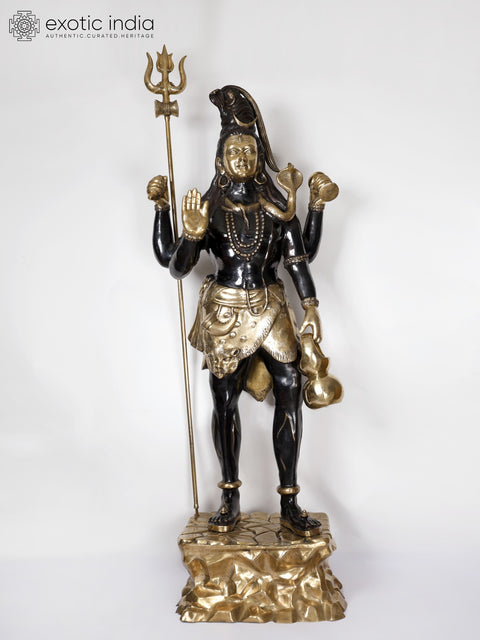 90" Large Lord Shiva Treads The Himalayas | Handmade Brass Statue