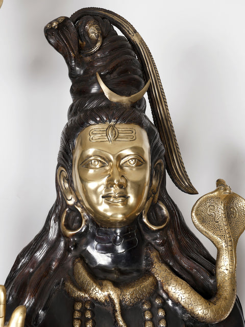 90" Large Lord Shiva Treads The Himalayas | Handmade Brass Statue