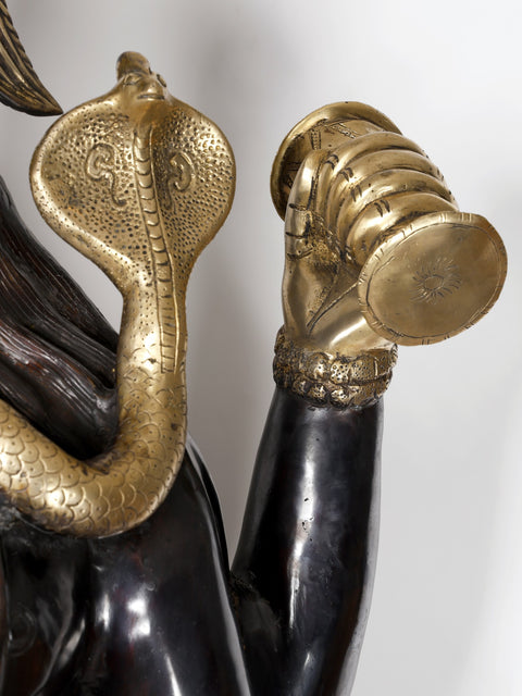 90" Large Lord Shiva Treads The Himalayas | Handmade Brass Statue