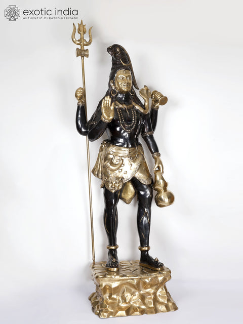 90" Large Lord Shiva Treads The Himalayas | Handmade Brass Statue