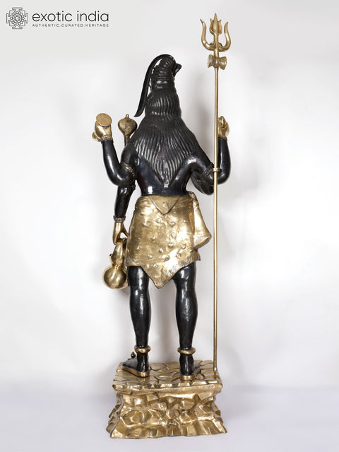 90" Large Lord Shiva Treads The Himalayas | Handmade Brass Statue