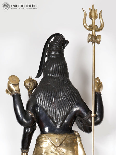 90" Large Lord Shiva Treads The Himalayas | Handmade Brass Statue