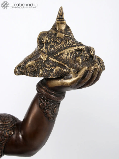 Brown Colour Lord Hanuman Idol Carrying Mountain of Sanjeevani Herbs | Brass Statue